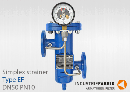 Siplex type strainer EF Steel with differential pressure gauge