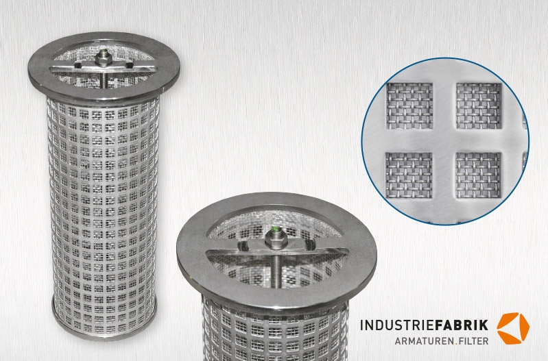 Filter elements, replacement screens, Industrial filters Industriefilter Siebkorbfilter