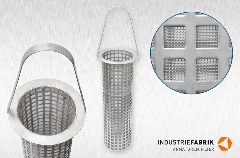 Filter elements, replacement screens, Industrial filters Industriefilter Siebkorbfilter
