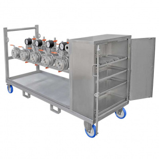 Mietfilter Versuchsfilter mobiler Siebkorbfilter auf Wagen - Rack aus Edelstahl