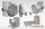 Schutzsiebe Edelstahl, Form T, DN400, DN250, DN200 Schweissenden, Schwenkvorrichtung mit Scharnier und Griffe
