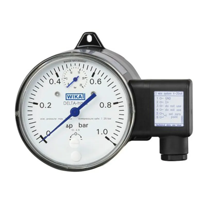 Differenzdruckmessumformer WIKA Typ DPG40, der den Differenzdruck am Filter als Signal ausgibt