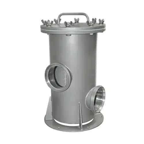 Tankwagenfilter Typ TWF aus Edelstahl in Einfachfilter-Bauform mit Tragbratzen als Auflage