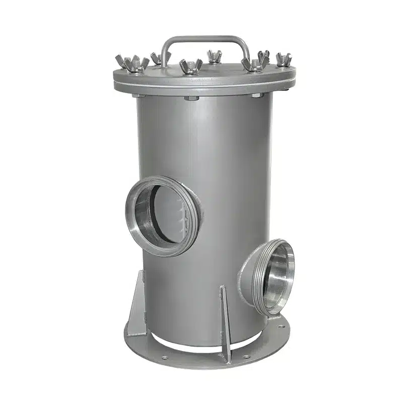 Tankwagenfilter Typ TWF aus Edelstahl in Einfachfilter-Bauform mit Tragbratzen als Auflage