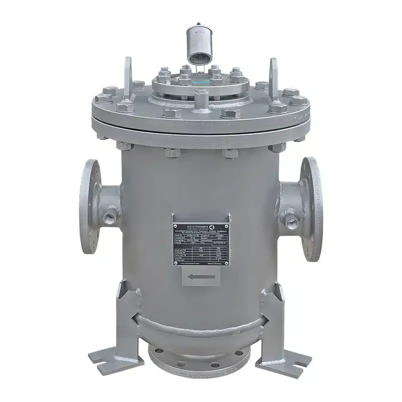 Industriefilter aus Edelstahl mit Schauglas und Beleuchtung als Sicherheitsarmatur zur Überwachung