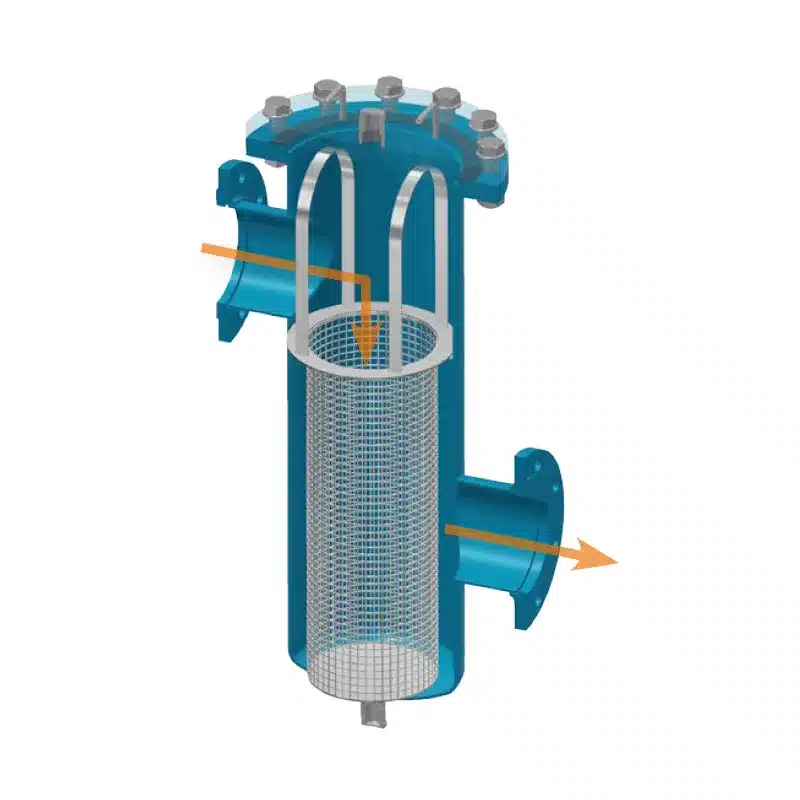 Technische Zeichnung zum Funktionsprinzip des Einfachfilters Typ EF in schmaler Bauform