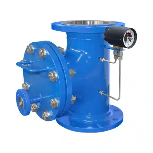 T-Filter aus Stahl, lackiert, mit Differenzdruckmanometer
