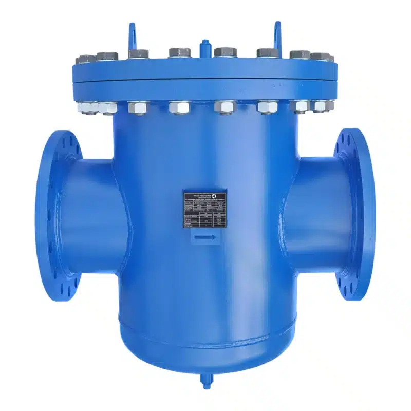 Siebkorbfilter Typ SKF DN300 aus Stahl, RAL 5010 blau lackiert