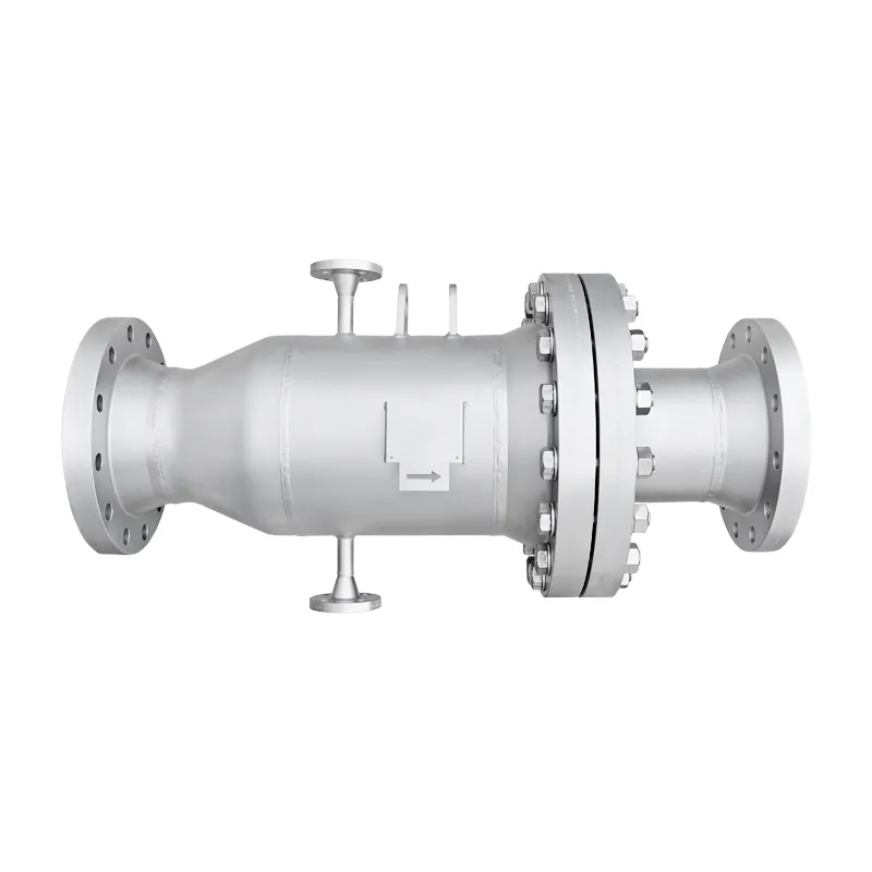 Rohrfilter aus Edelstahl in 8 Zoll Class 300, als Tubularfilter direkt Teil der Rohrleitung