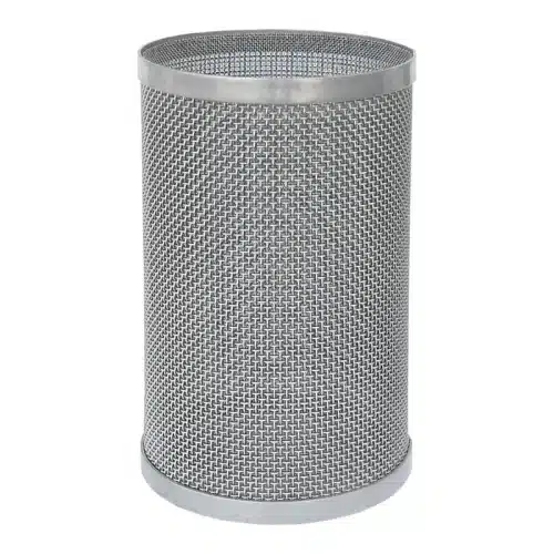 Zylindersieb aus Edelstahl als Schutzsieb für Y-Schmutzfänger (Schrägsitzfilter), der Rand sorgt für den dichten Sitz im Gehäuse